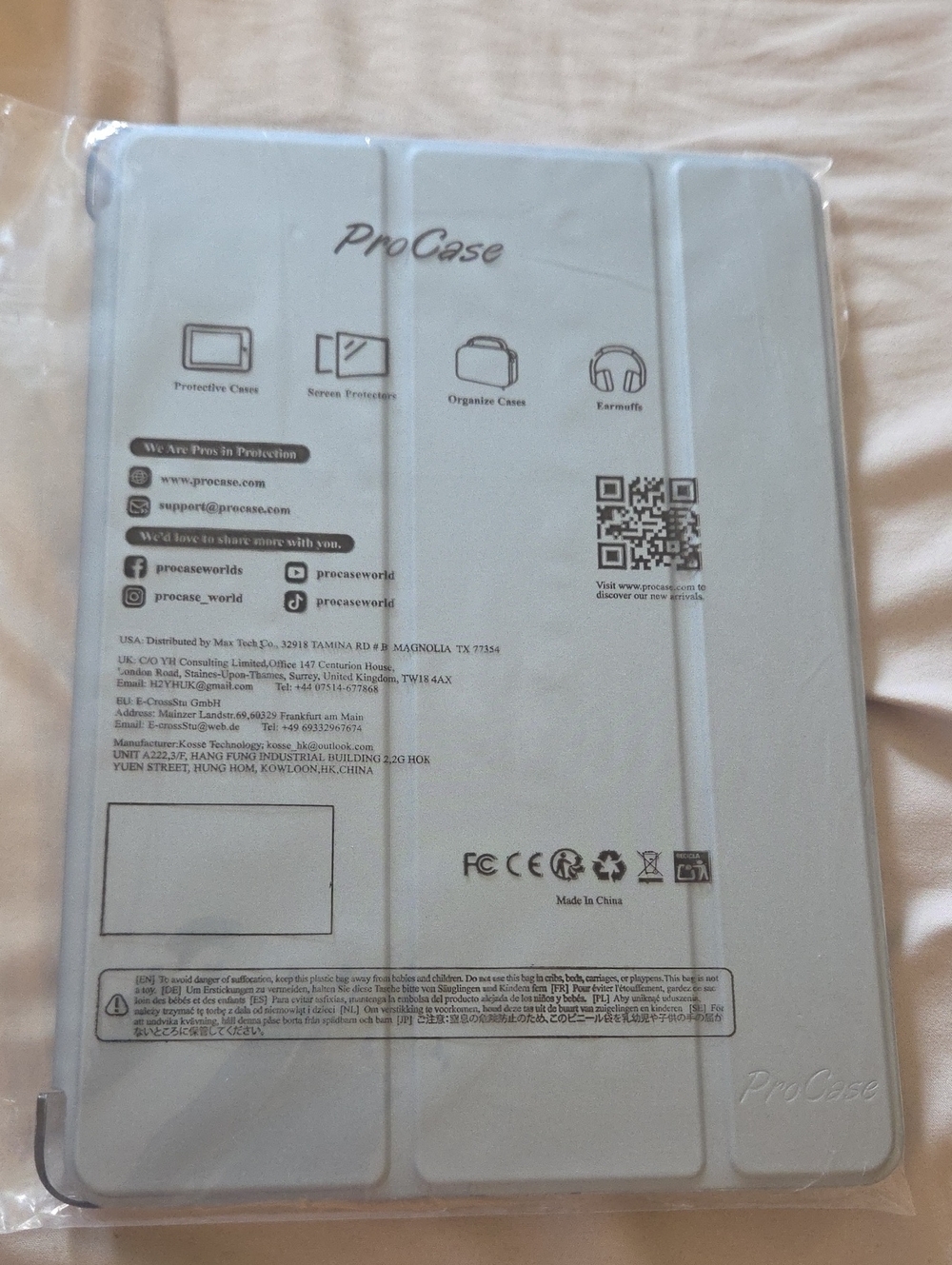ProCase Light Gray Tablet Folio - Slim Protective Trifold Case
